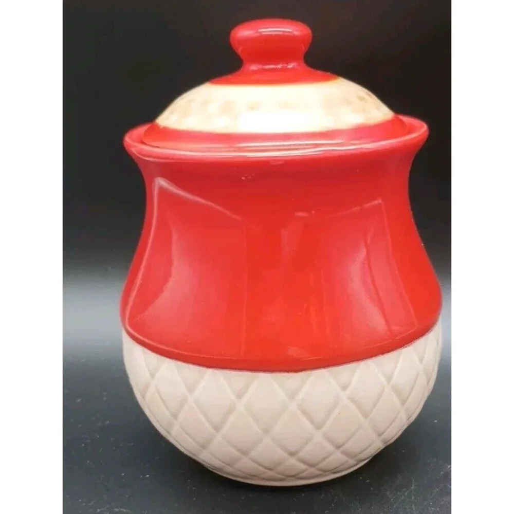 Vtg Canister Burnt Orange Quilted Taupe Tan Kitchen Bathroom